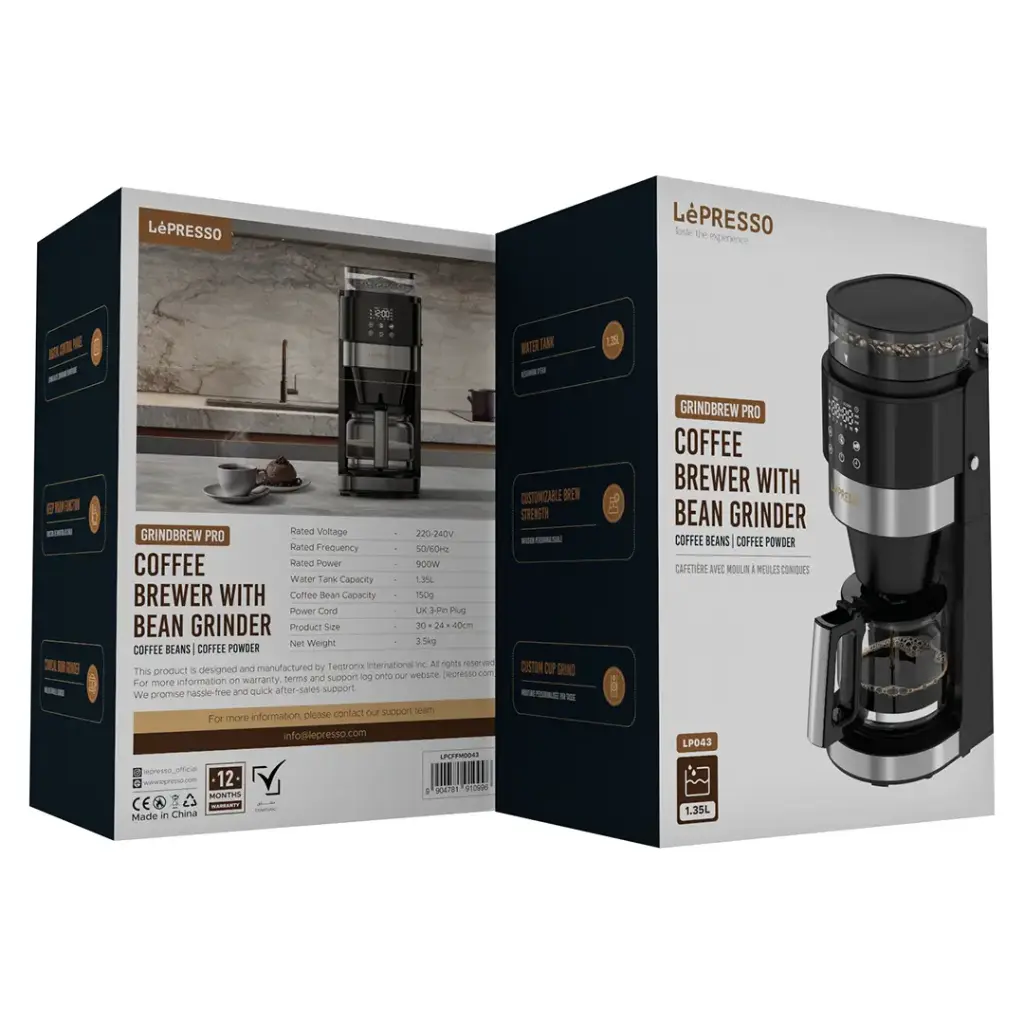 Lepresso Coffee Brewer With Bean Grinder - Black (2)