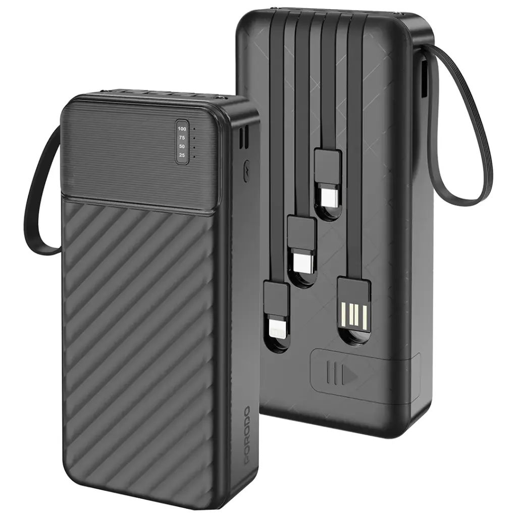 PDPBJ34BK-بنك-الطاقة-Porodo-Piano-بقدرة-20000mAh-مع-كابلات-مدمجة-أسود پاوربانک 30000 هزار 10 وات پیانو پرودو مدل Porodo Piano 30000mAh 10w PDPBJ35BK - Image 1