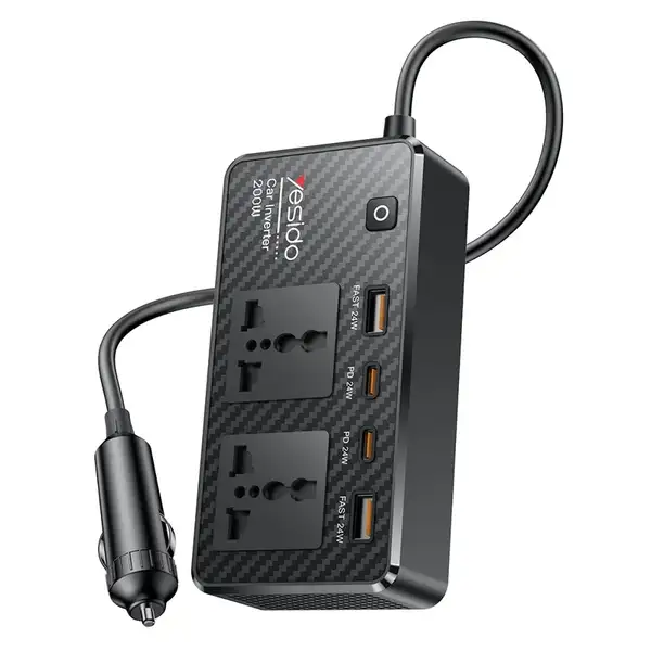 800x800_6605001317A-1.webp مبدل برق 200 وات خودرو یسیدو مدل Yesido VC07 - Image 1