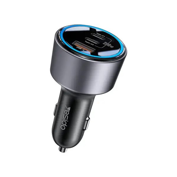 8061948.webp شارژر فندکی 200 وات یسیدو مدل Yesido Y59 Dual Type‑C Ports & QC18W Fast Charging Multi‑Protection - Image 1