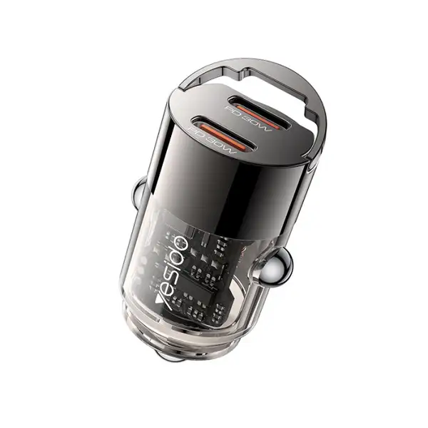 8182535.webp شارژر فندکی شفاف 30 وات یسیدو مدل Yesido Y69 Aluminum Alloy Transparent Shell PD 30W Fast Car Charger - Image 1
