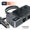 شارژر فندکی 120 وات خودرو پرودو مدل Porodo 120W Car Charger Hub Triple‑Port Lighter Socket - Image 4