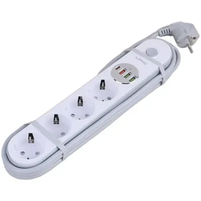 چند راهی ظرفیت 4 عدد کابل 2 متر و شارژر USB و Type-C الدینیو مدل LDNIO SE1