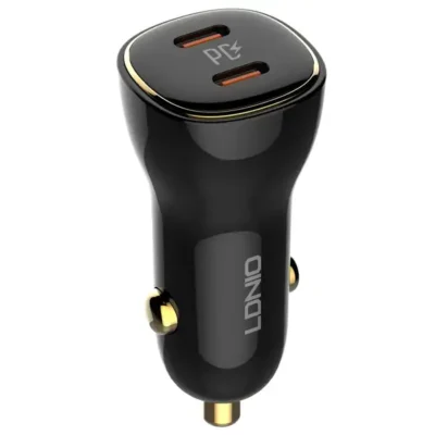 شارژر فندکی فست شارژ 60 وات تایپ‌سی الدینیو مدل LDNIO C104