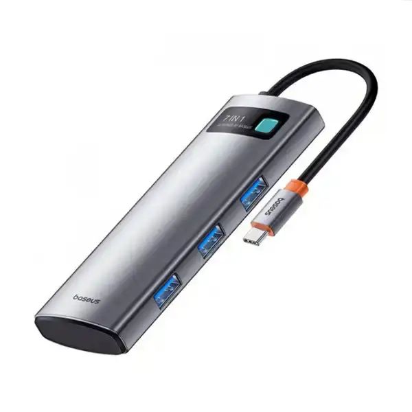 bigthumb-100947-678cdb24-1673-4bd2-bb3c-efa4b886941b هاب تایپ سی 7 پورت بیسوس مدل Baseus Metal Gleam Series Hub BS-OH146A - Image 1