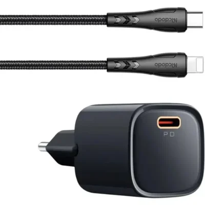 شارژر دیواری ۲۰ وات همراه با کابل تایپ‌سی به لایتنینگ مک دودو مدل Mcdodo CH-4690 20W Fast Wall Charger with USB-C to Lightning Cable 1.2m