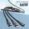 کابل فست‌ شارژ 65 وات سه‌ سر مک دودو مدل Mcdodo CA-0930 Lightning+Micro+Type-C 3-in-1 Fast Charging Data Cable - Image 4