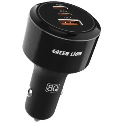 شارژر فندکی 80 وات 3 پورت گرین لاین مدل Green Lion Roadex Triple Port Car Charger