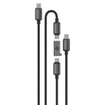 کابل دوگانه ۱ متر ۱۰۰ وات و ۲ متر ۶۰ وات پاورولوژی مدل Powerology Argos Dual USB-C Cables with Connector