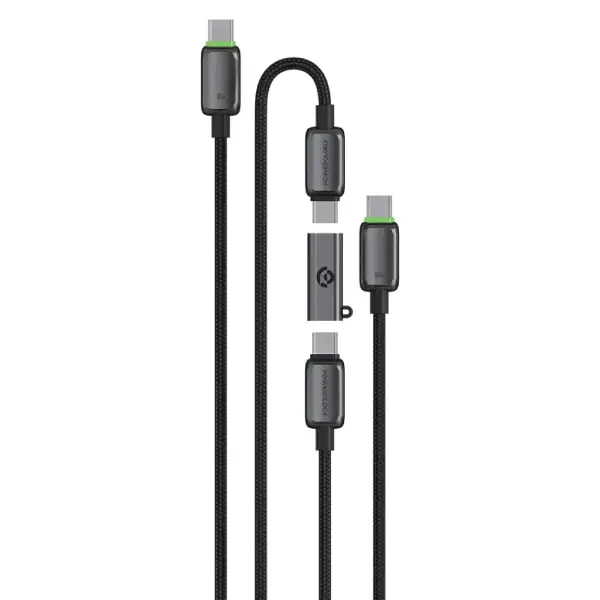 New Project کابل دوگانه ۱ متر ۱۰۰ وات و ۲ متر ۶۰ وات پاورولوژی مدل Powerology Argos Dual USB-C Cables with Connector - Image 1