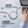 کابل دوگانه ۱ متر ۱۰۰ وات و ۲ متر ۶۰ وات پاورولوژی مدل Powerology Argos Dual USB-C Cables with Connector - Image 6